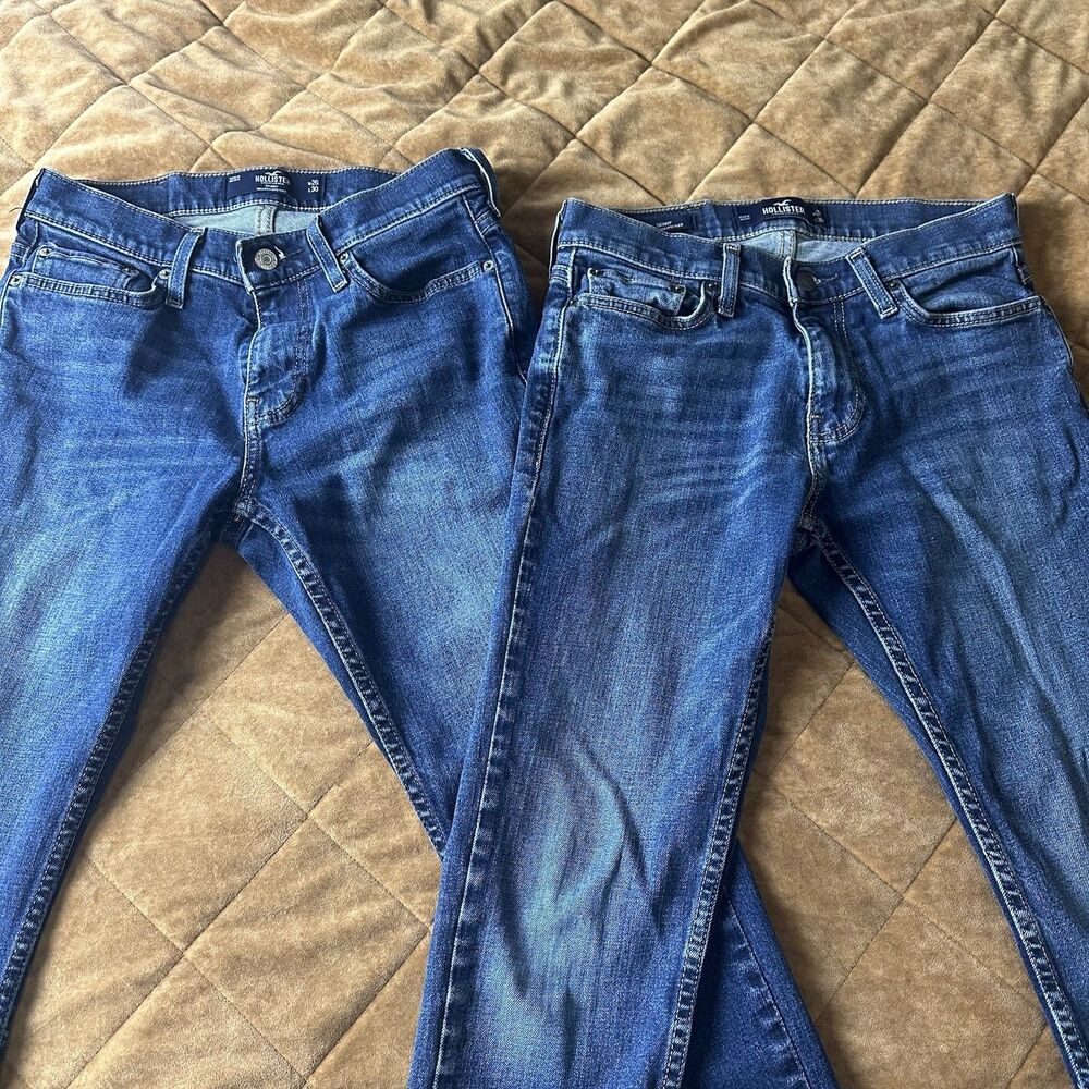 2 Pair Of Hollister Jeans Mens 26x30 Skinny Epic Flex Skinny Blue Denim Jeans